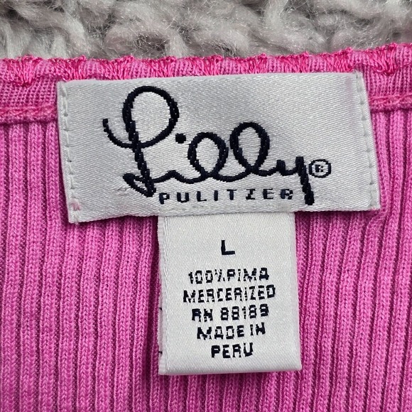 Lilly Pulitzer Tank Top Womens Large‎ Pink Ribbed 90s Barbiecore Lot of 2 - Picture 3 of 10